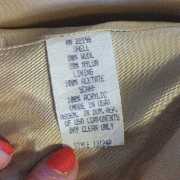 VTG 90s Herman Kay Ivory Wool Blend Mid Length Lined Pea Coat Size 10 Petite - Picture 14 of 16